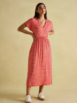 Nia Pink Jersey V-Neck Beach Dress