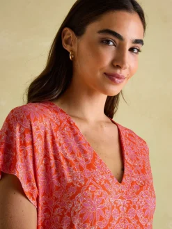 Nia Pink Jersey V-Neck Beach Dress