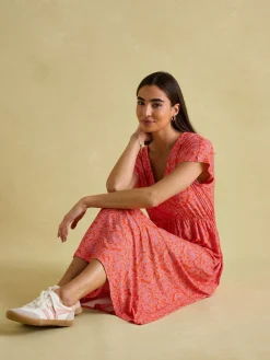 Nia Pink Jersey V-Neck Beach Dress