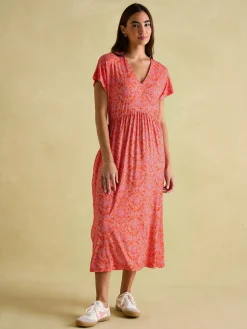 Nia Pink Jersey V-Neck Beach Dress