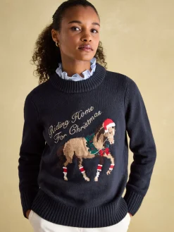 Noelle Navy Intarsia Christmas Jumper