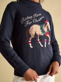 Noelle Navy Intarsia Christmas Jumper