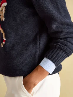 Noelle Navy Intarsia Christmas Jumper