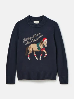 Noelle Navy Intarsia Christmas Jumper