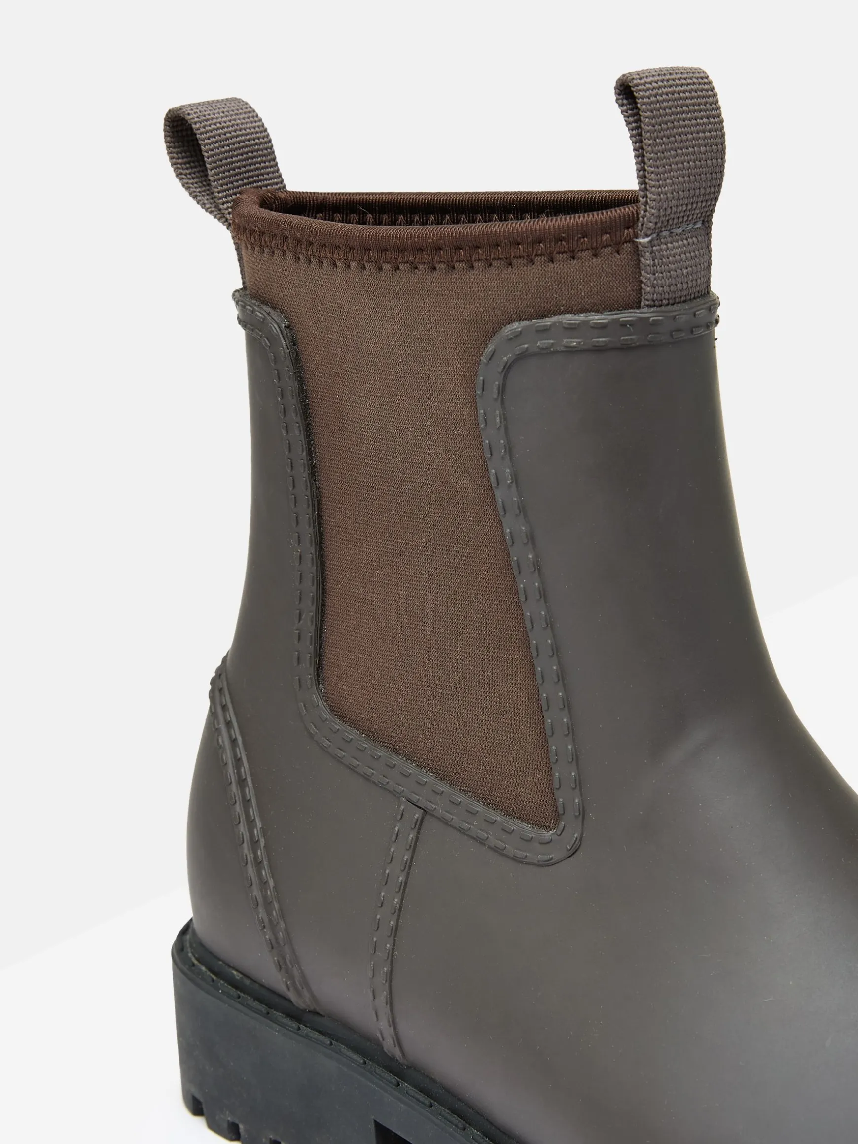 Oakfield Chocolate Brown Short Neoprene-Lined Wellies