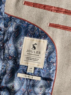 Oatmeal Herringbone Texture Slim Fit Blazer