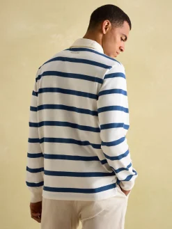 Onside Cream & Blue Striped Rugby Shirt