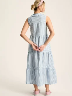 Ophelia Blue & White Sleeveless Tiered Dress