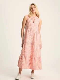 Ophelia Red & White Sleeveless Tiered Dress