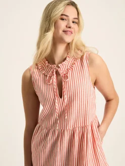 Ophelia Red & White Sleeveless Tiered Dress