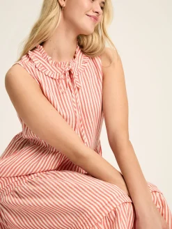 Ophelia Red & White Sleeveless Tiered Dress