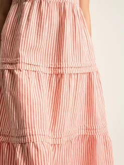 Ophelia Red & White Sleeveless Tiered Dress