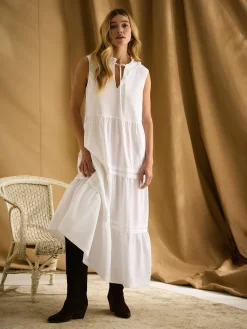 Ophelia White Sleeveless Tiered Dress