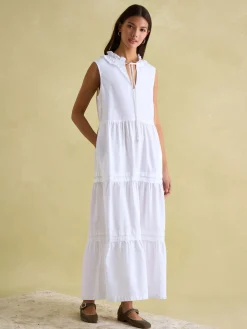 Ophelia White Sleeveless Tiered Dress