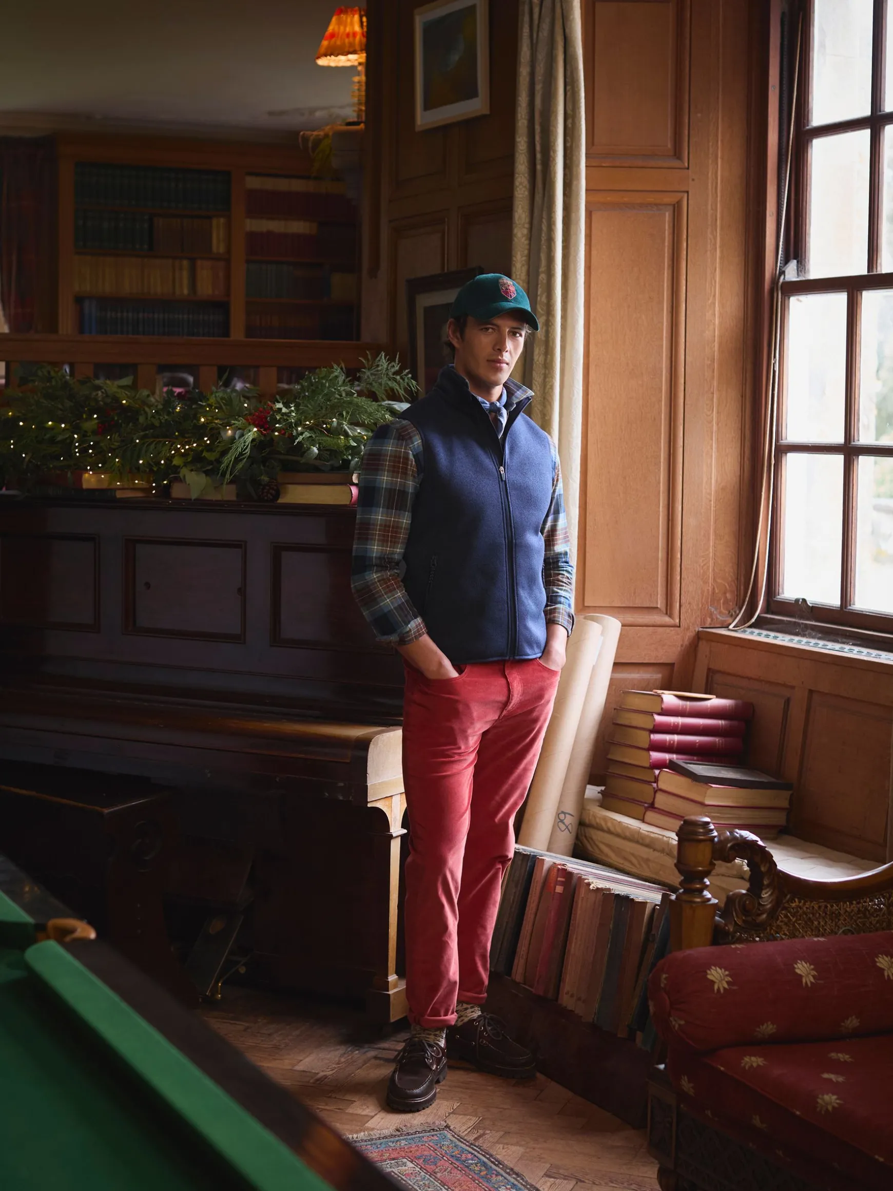 Orange Straight Leg Corduroy Trousers