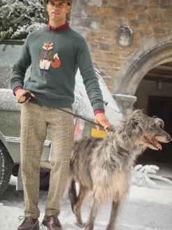 Oundle Brown Herringbone Slim Fit Trousers