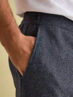 Oundle Navy Herringbone Slim Fit Trousers