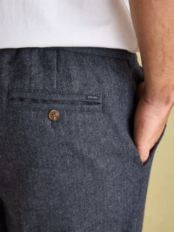 Oundle Navy Herringbone Slim Fit Trousers