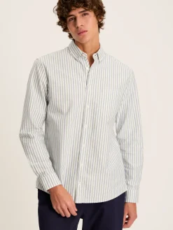 Oxford Blue/Green Striped Classic Fit Shirt