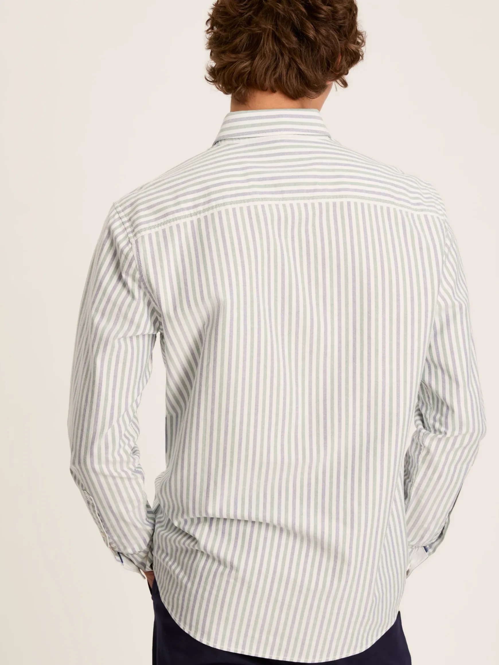 Oxford Blue/Green Striped Classic Fit Shirt