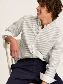 Oxford Blue/Green Striped Classic Fit Shirt