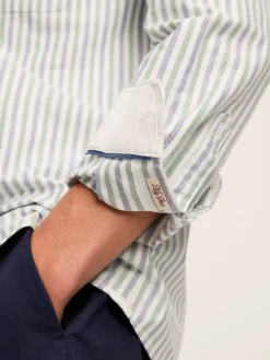 Oxford Blue/Green Striped Classic Fit Shirt