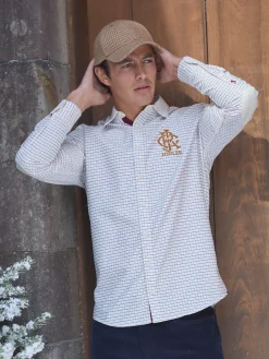 Oxford White Embroidered Check Shirt