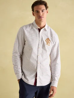 Oxford White Embroidered Check Shirt