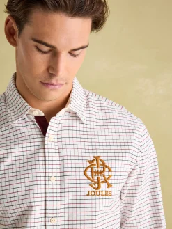 Oxford White Embroidered Check Shirt
