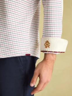 Oxford White Embroidered Check Shirt