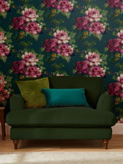 Peacock Blue Invite Floral 10M Wallpaper