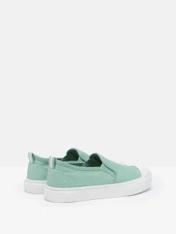 Peasy Green Slip On Plimsolls
