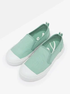 Peasy Green Slip On Plimsolls