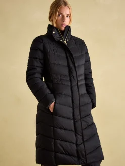 Pembury Black Showerproof Longline Padded Coat With Hood