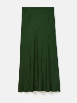 Penelope Green Paisley Satin Midi Skirt