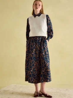 Penelope Navy Bridle Print Satin Shirt Dress