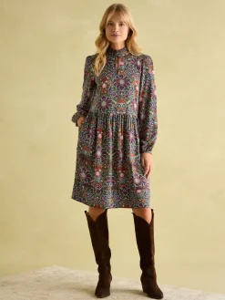 Petunia Khaki Green Frill Neck Dress