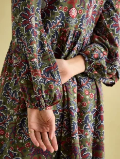 Petunia Khaki Green Frill Neck Dress