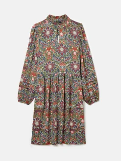 Petunia Khaki Green Frill Neck Dress