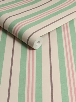 Pink/Green Grove Stripe 10M Wallpaper