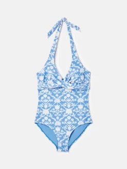 Posy Blue/White Wrap Swimsuit