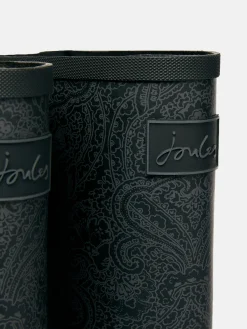 Printed Black Paisley Adjustable Tall Wellies