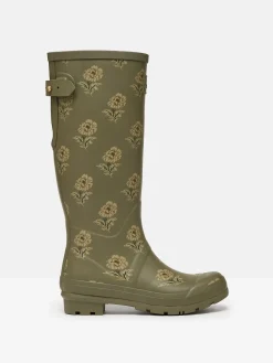 Printed Green Floral Adjustable Tall Wellies