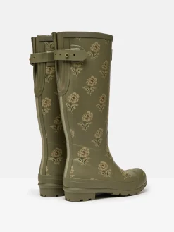 Printed Green Floral Adjustable Tall Wellies