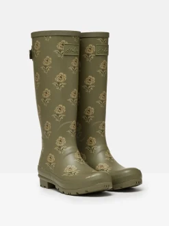 Printed Green Floral Adjustable Tall Wellies