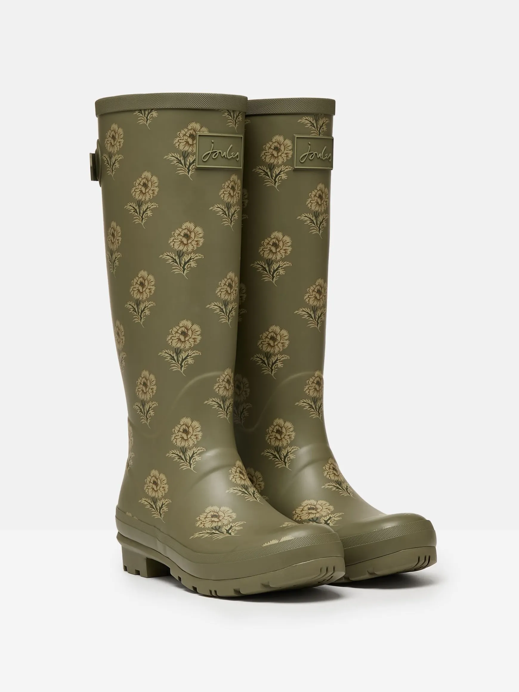 Printed Green Floral Adjustable Tall Wellies