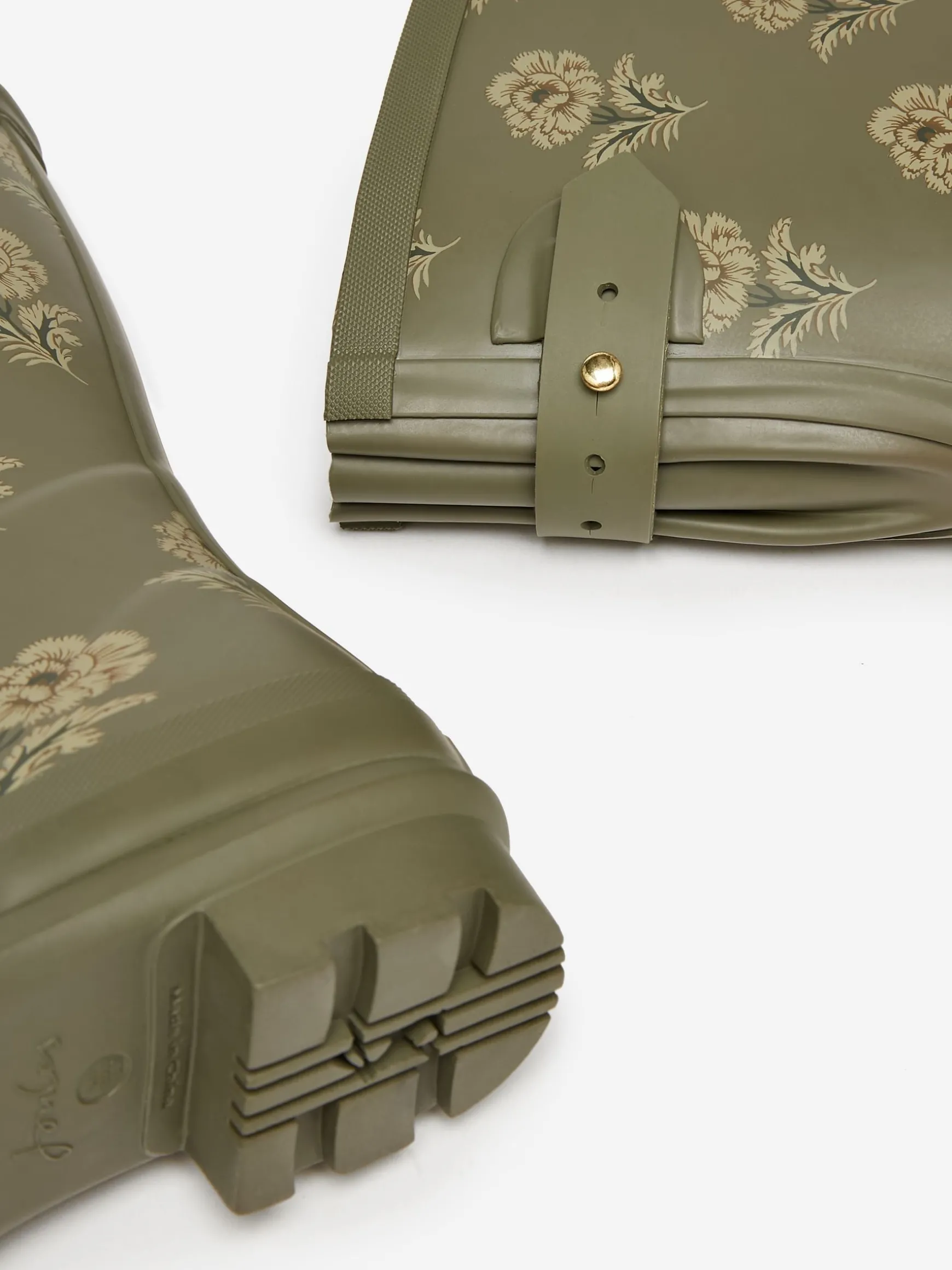 Printed Green Floral Adjustable Tall Wellies