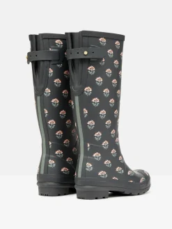 Printed Grey Floral Adjustable Tall Wellies