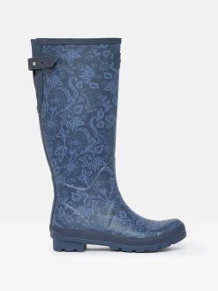 Printed Navy Adjustable Tall Wellies