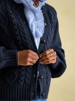 Rafferty Navy Blue Cable Knit Cardigan